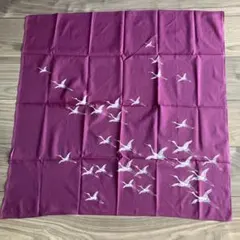 美品 風呂敷 鶴柄 紫系 約70cm×70cm