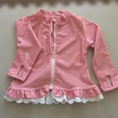 ピンク水玉フリルラッシュガード