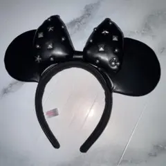 スタッズ付き黒ミッキーマウス耳カチューシャ