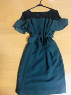 ワンピース お呼ばれ パーティドレス パーティー 結婚式 二次会　グリーン