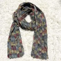 手編みマフラー　ハンドメイド　ロングマフラー　マフラー