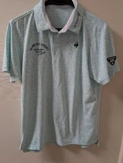 【ほぼ新品】ルコック ゴルフ ポロシャツ LL 総柄 ブルー 花柄 メンズ