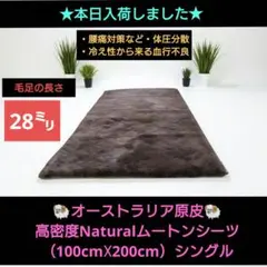 オーストラリア原皮・高密度Naturalムートンシーツ　（シングル）28㍉タイプ