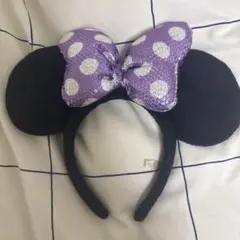 ミニー　カチューシャ 紫ドットリボン