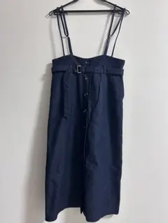【美品】grove グローブ デニム ジャンパースカート サロペット W肩紐のサムネイル
