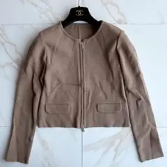 完売品◆FOXEY アーバンスタンダード ニット ジャケット M 茶