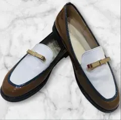 Le Talon メタルリボンローファー ブラウン・ホワイト