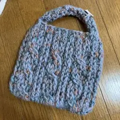 ラメモヘアニットケーブル編みバッグハンドメイド新品プレゼント