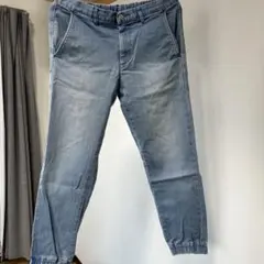 ユニクロ デニムパンツ S インディゴコットン ウエストゴム ジョガー ジーンズ