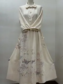 着物リメイク　訪問着ワンピース　前ボタン　 Lサイズ