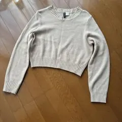 H&M ベージュ クロップドニット Mサイズ