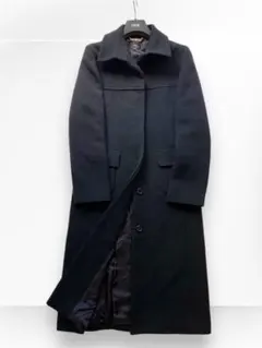 美品★イネド INED ロングコート ウール 比翼 黒 ブラック 大きなサイズ