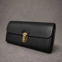 HERZ ヘルツ アコーディオンウォレット 長財布 レザー 黒のサムネイル