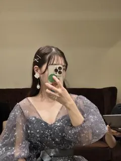 花モチーフ パール イヤリング