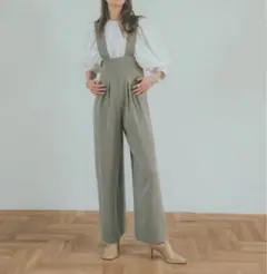 CLANE ハイウエストサスペンダーパンツ　クラネ　グリーンのサムネイル