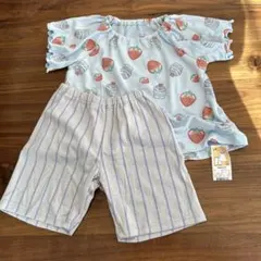 いちご柄パジャマ上下セット 100cm 新品タグ付き