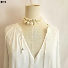 パール風2連チョーカー/結婚式/パーティー