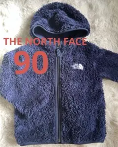 【美品】THE NORTH FACE フリースアウター ネイビー　ロゴ刺繍　90