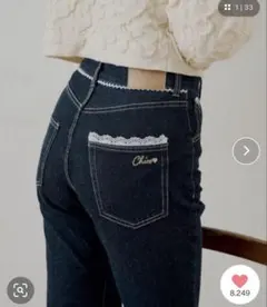 Chico レースデザインフレアデニム　Sサイズ