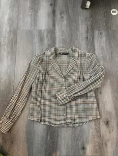 【ZARA】チェック柄 長袖ブラウス