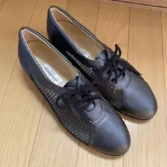 銀座ヨシノヤ レースアップ オールブラック パンプス 24㎝