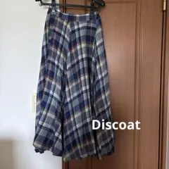 ネイビー チェック柄 フレアスカート　ディスコート