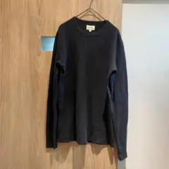 BEAMS M 黒 日本製 肉厚 ミリタリー ワッフル サーマル ロンTのサムネイル
