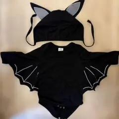 コウモリ ロンパース 帽子付き 80cm ハロウィン 仮装
