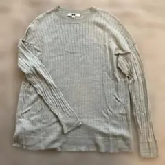 レディース　ユニクロ　メリノブレンドリブクルーネックセーター　ベージュ　S