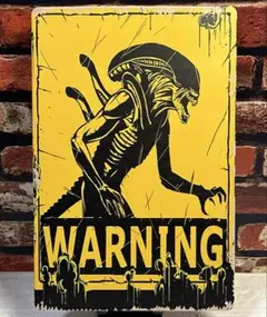 ☆エイリアン ワーニング ブリキ看板 ガレージ インテリア WARNING☆