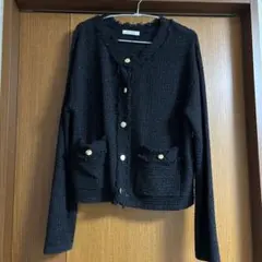 GLOBAL WORK スッキレィツイードライクカーディガン ブラックラメ09