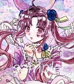 オリジナル 手描きイラスト 原画 ミニ色紙 アナログイラスト イラスト 水彩画