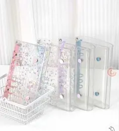 バインダー　A6 クリア　シール帳　星柄　6穴　手帳　コレクション　推し活　推し