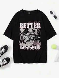 【完売品】SHEINグラフィックプリント 黒 Tシャツ Mサイズ