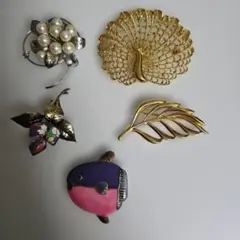 ヴィンテージブローチセット 多様なデザイン 5点