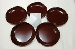 【中古・未使用品⠀】山田平安堂 漆器 銘々皿 5枚セット