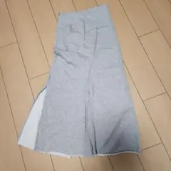 美品　Olu グレー　スリットありスウェットロングスカート