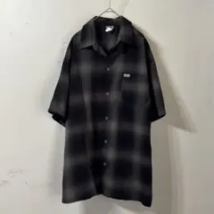 Caltop USA製 ブラック グレー オンブレチェックシャツ L