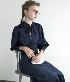 BONLECILL noirフリルカラーボウタイリボンボレロ＆ベロアキャミソール