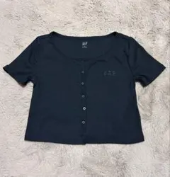 GAP リブ クルーネック 半袖 Tシャツ ブラック S