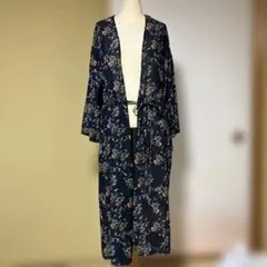 vis 花柄 ロングガウン シアー素材 ネイビーのサムネイル