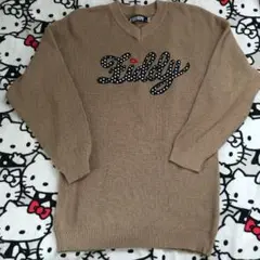 美品 秋キャメルお洒落ラメ入りニットキッズ150 ZIDDY