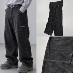 00s デニム ベイカー ペインター バギーパンツ 墨黒 ウォッシュ 極太