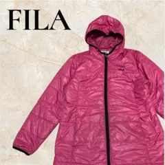 FILA 中綿ブルゾン ジップアップ ハイネック 胸ロゴ フード付き