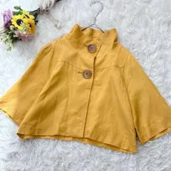 【フェイスフルファナティック】リネン混　ジャケット　クロップド丈　マスタード　Ｆ