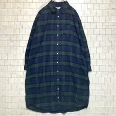 スタジオクリップチェック柄 ロングシャツワンピース M シンプル　人気デザイン