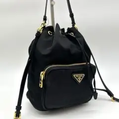 極美品✨プラダ 2way ショルダーバッグ 巾着 ハンドバッグ 三角プレート