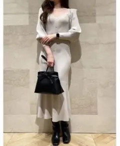 SNIDEL Sustainableフロントボタンニットワンピース