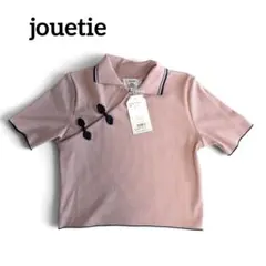 【新品未使用】jouetie チャイナポロトップス　リブ素材　ピンク Mのサムネイル
