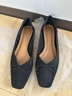 EVOL イーボル　Vカット ニットパンプス スクエア フラット　23.0㎝